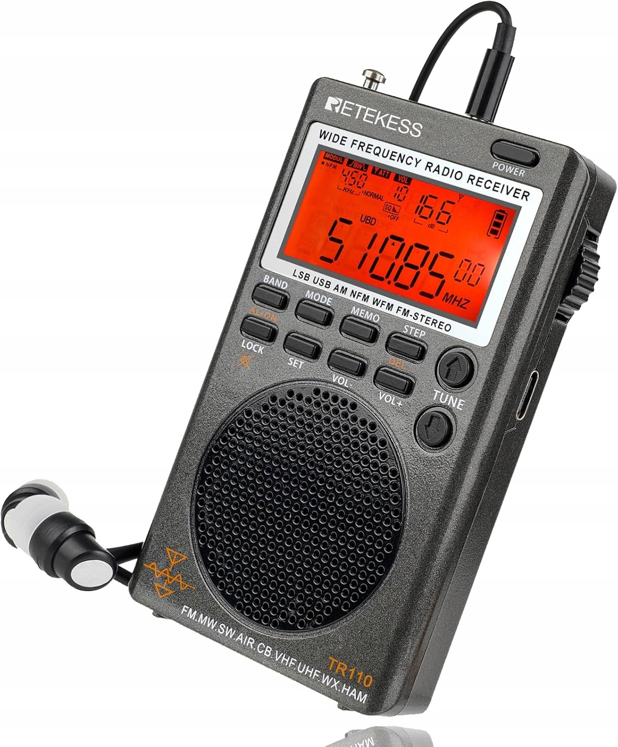 Retekess TR110 Přenosné Rádio, Fm Mw Sw Ssb Air Band World Přijímá Rádio