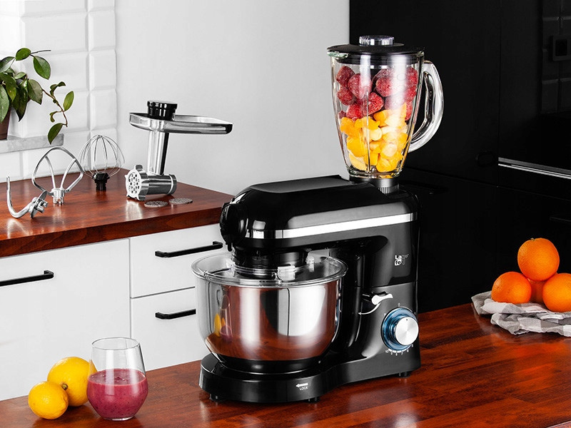 Planetární Kuchyňský Robot 3V1 Mixér 6,2L Multifunkční Mísa Silný Černý