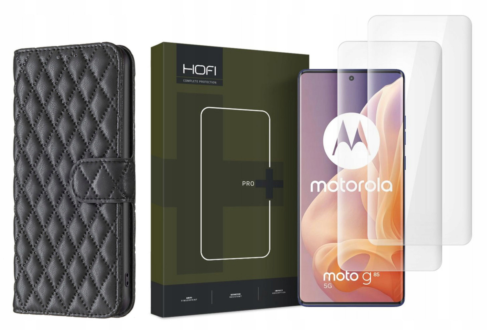 Pouzdro Smart Soft pro Motorola Moto G85 5G Case černé a Sklo Uv 2ks