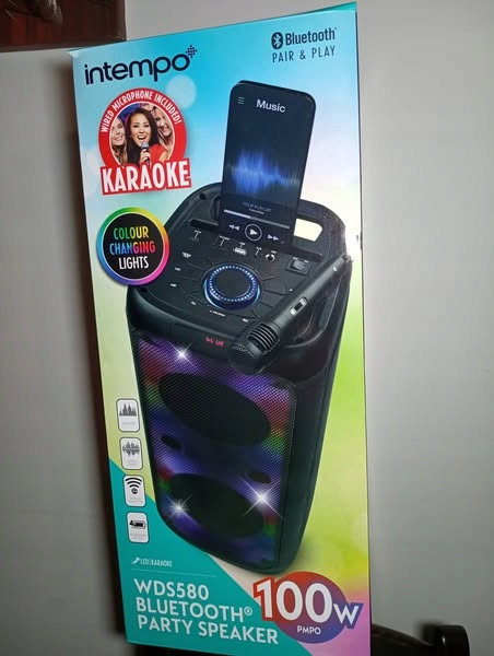 Intempo Mobilní reproduktor Bluetooth Karaoke mikrofon světla Usb Led 100 W