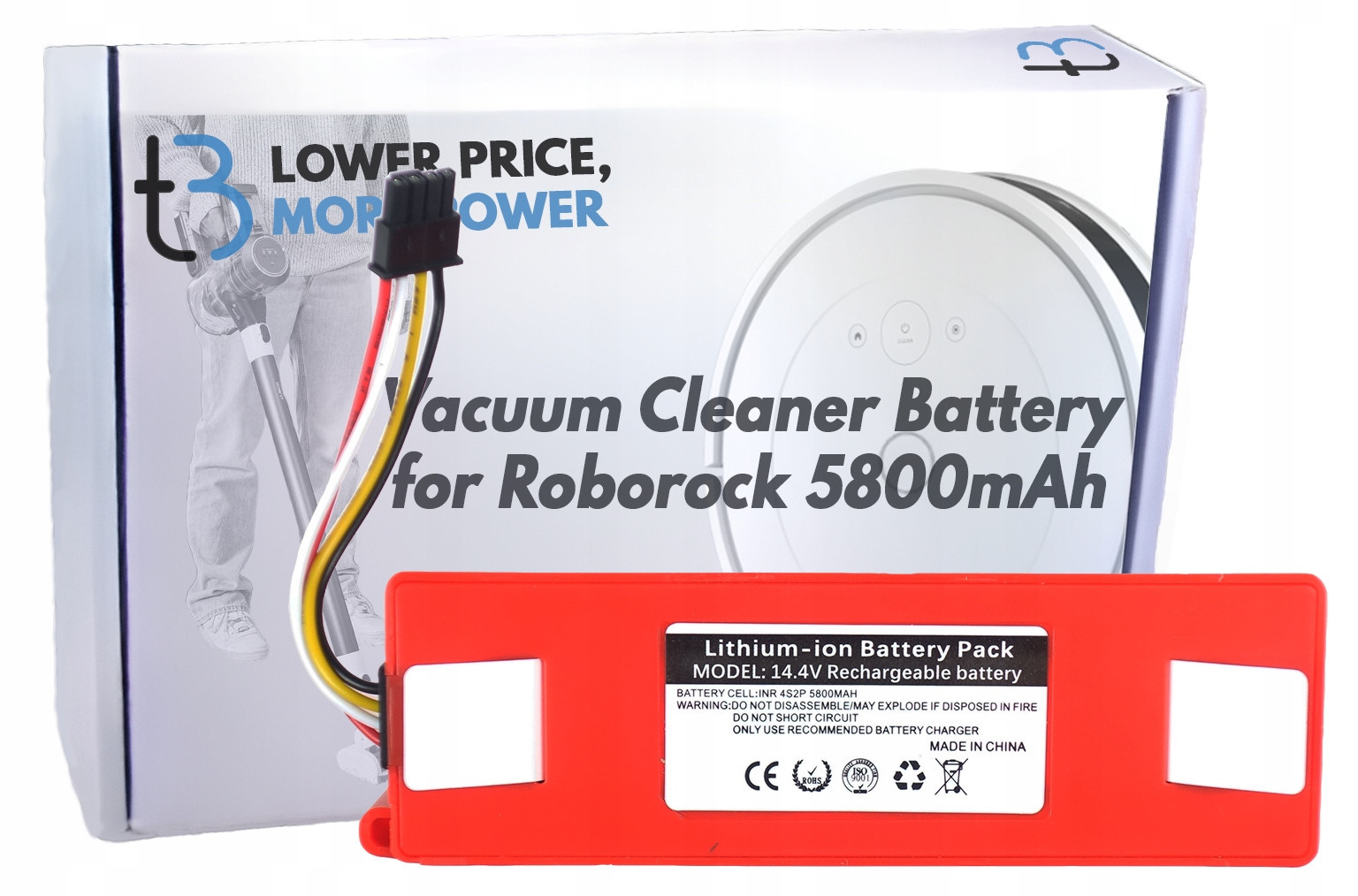 Baterie pro Xiaomi Roborock S50 S51 S55 T4 T60 14,4V 5800mAh BRR-2P4S-5200S