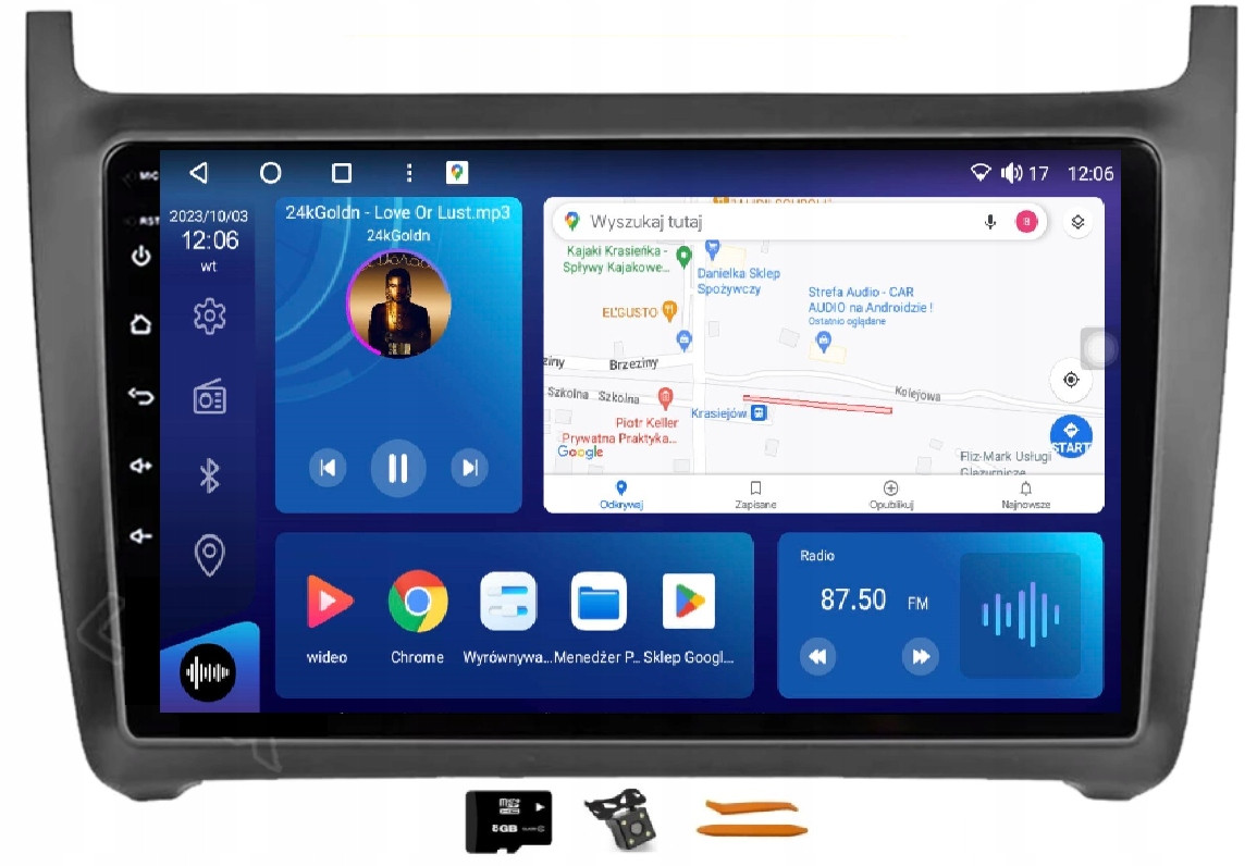 Radio Android Navigace Qled Carplay Gps Vw Polo 5 09-17