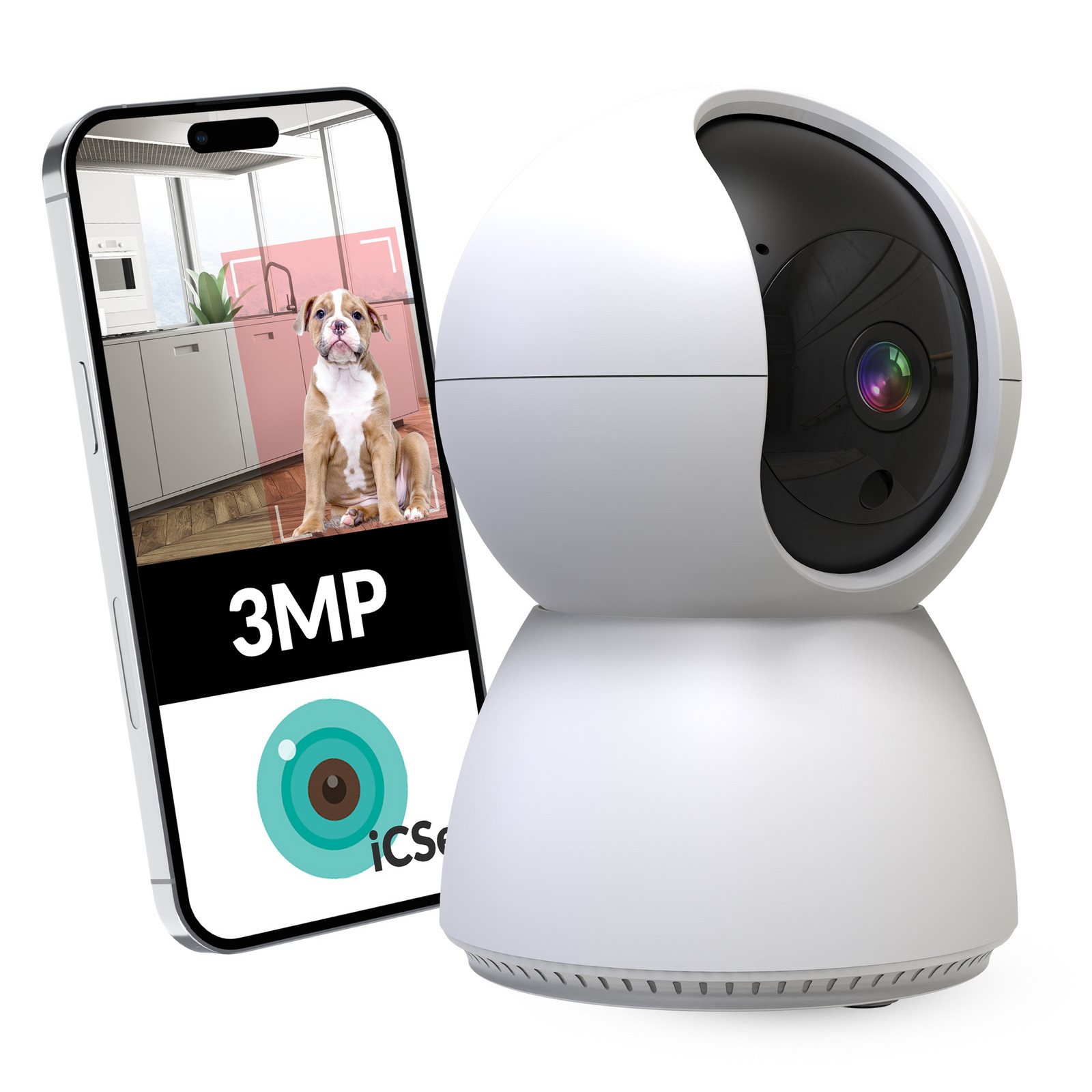 Otočná Wifi Ip Kamera 3MP Ultra Hd Audio Chůvička Elektronická Smart Icsee