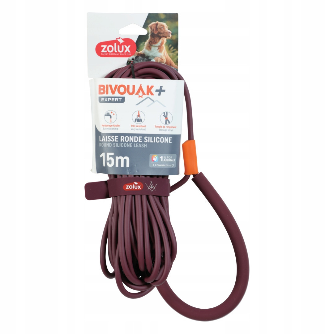 Zolux Kulaté Vodítko Pro psa Silikonové Bivouak Červené 15m