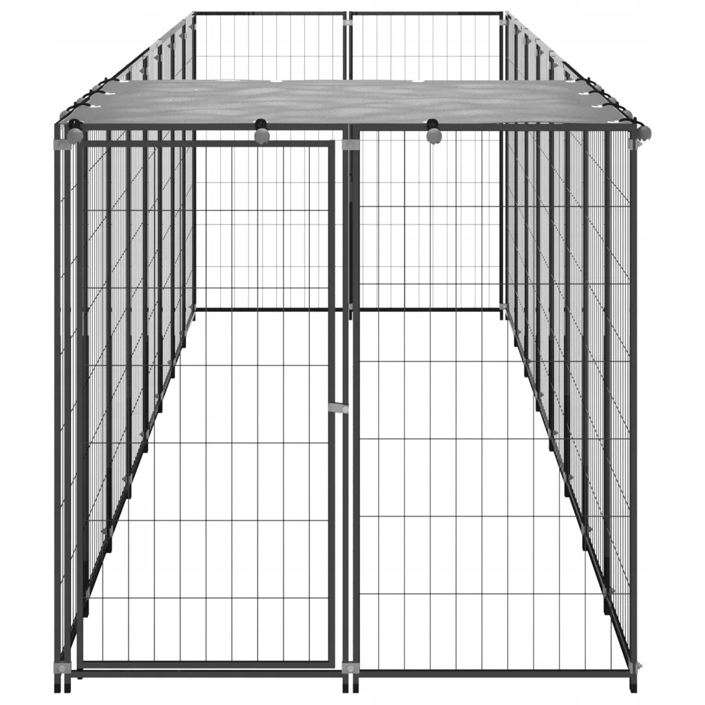 Kotec pro psa, černá, 4,84 m², ocelová