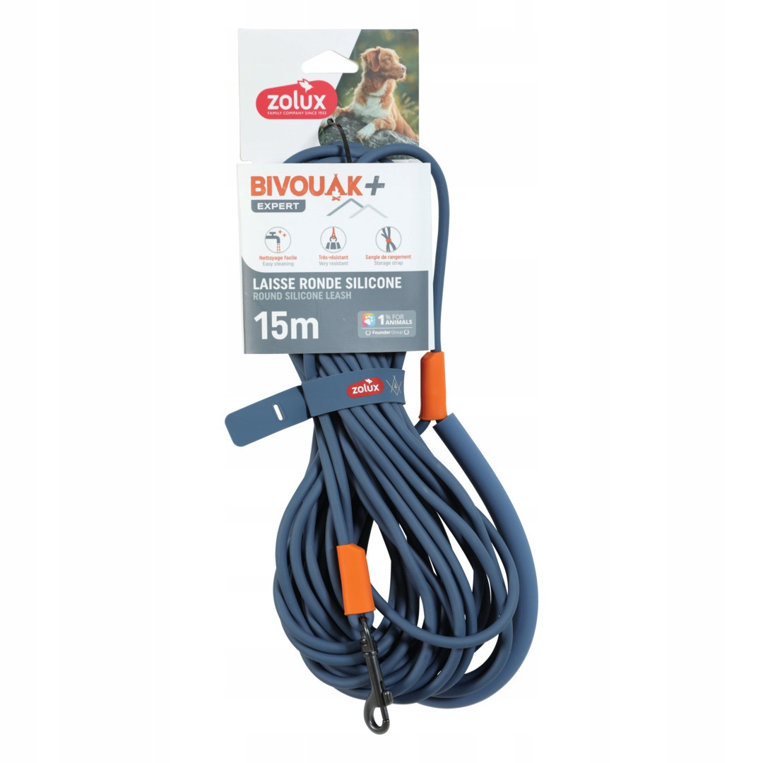 Zolux Kulaté Vodítko Pro psa Silikonové Bivouak Modré 15m