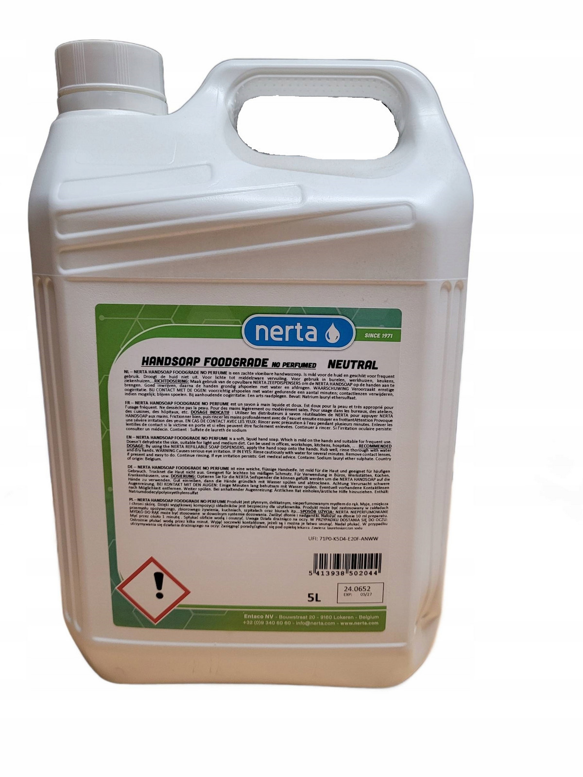 Mýdlo na mytí rukou neparfémované Nerta 5L