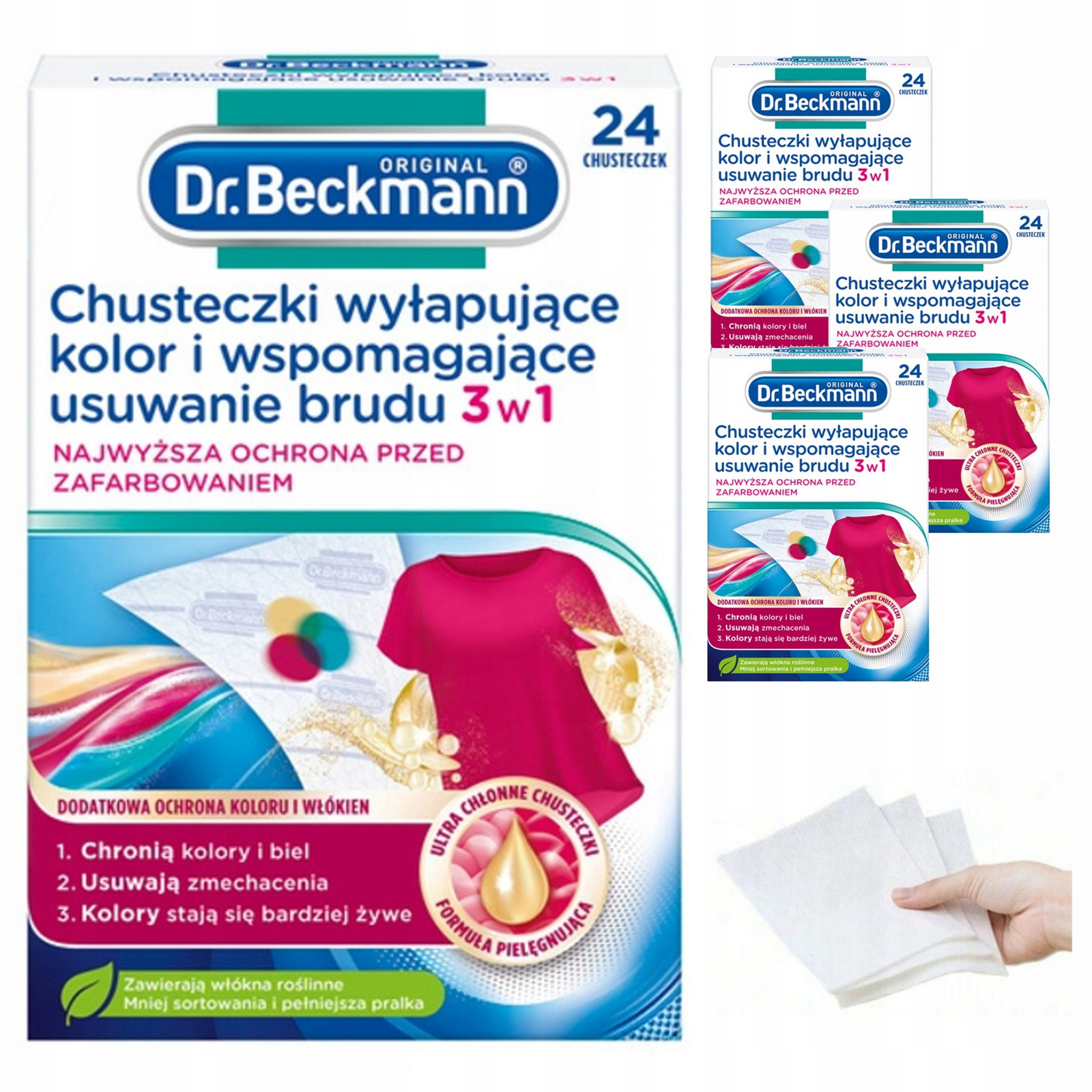 Dr. Beckmann Ubrousky na praní Ochrana barvy Odstranění nečistot 3v1 96 kusů