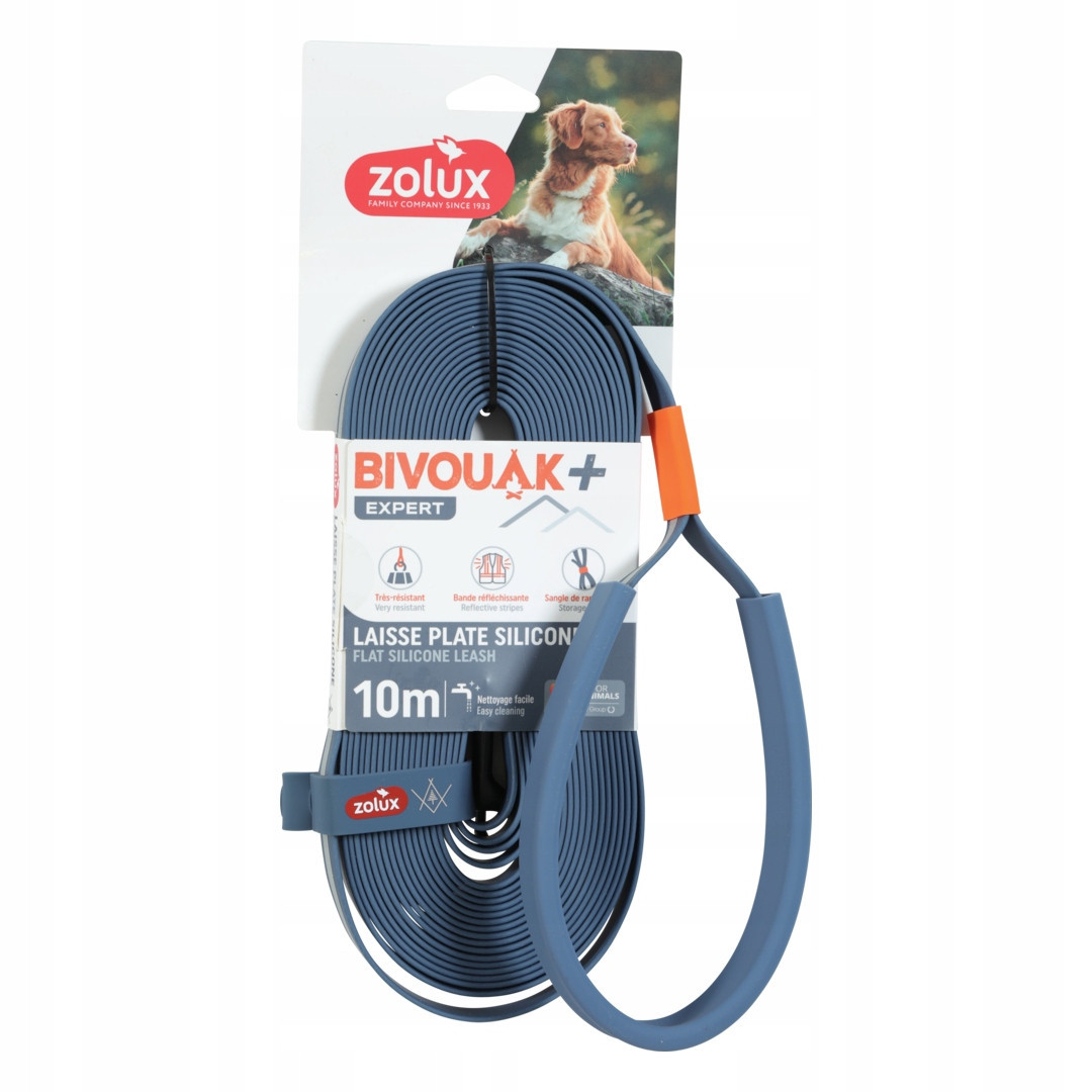 Zolux Ploché Vodítko Pro Psa Silikonové Bivouak Modré 10m