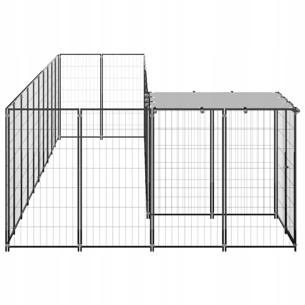 Kotec pro psa, černá, 7,26 m², ocelová