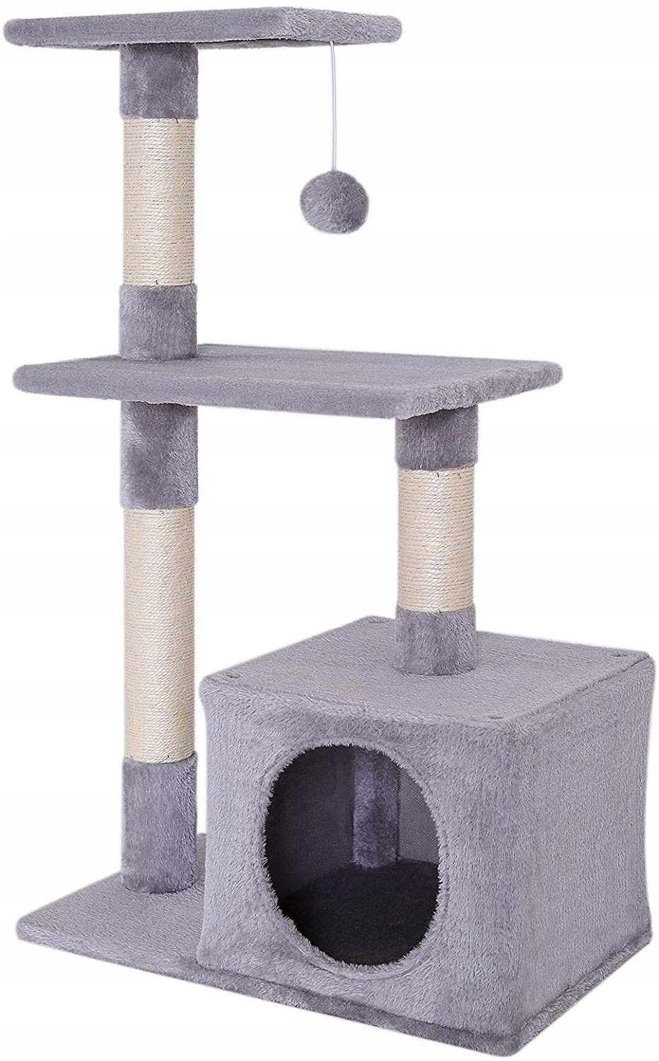 Lionto Škrabadlo Pro Kočky Šedá Budka Pelíšek 85CM Stromek Na Hraní
