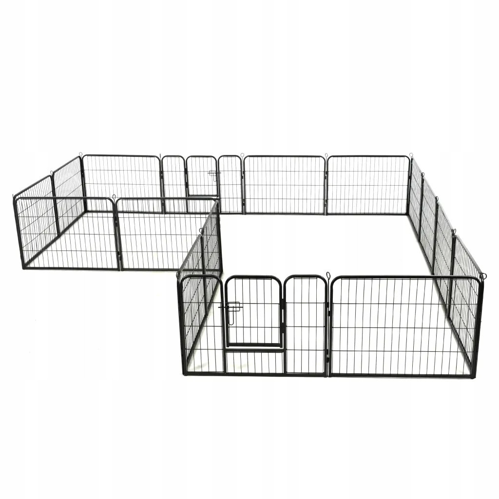 Kotec pro psy, 16 panelů, ocelová, 60 x 80 cm, černá