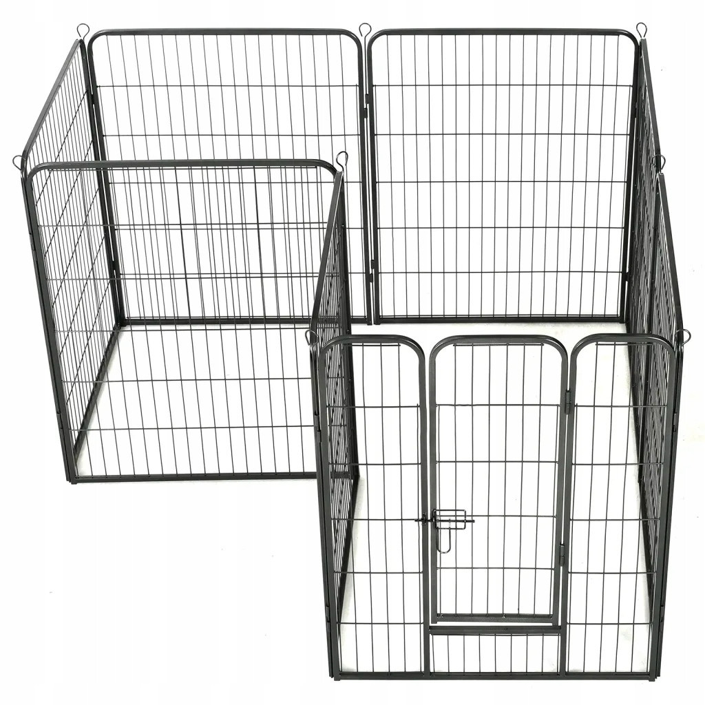 Kotec pro psy, 8 panelů, ocelová, černá, 80 x 100 cm