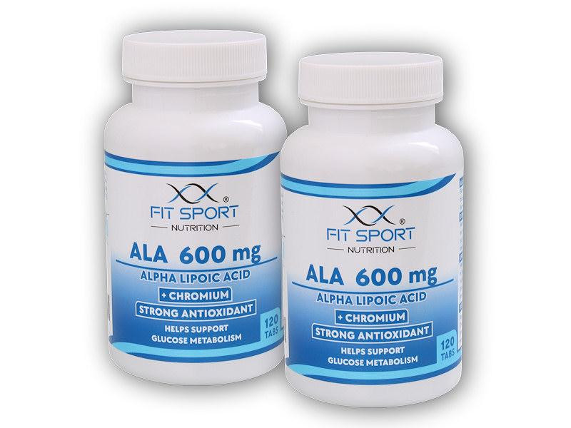 FitSport Nutrition 2x ALA 600mg Alpha Lipoic Acid + Chromium 120 tabs - Kyselina Alfa Lipoová