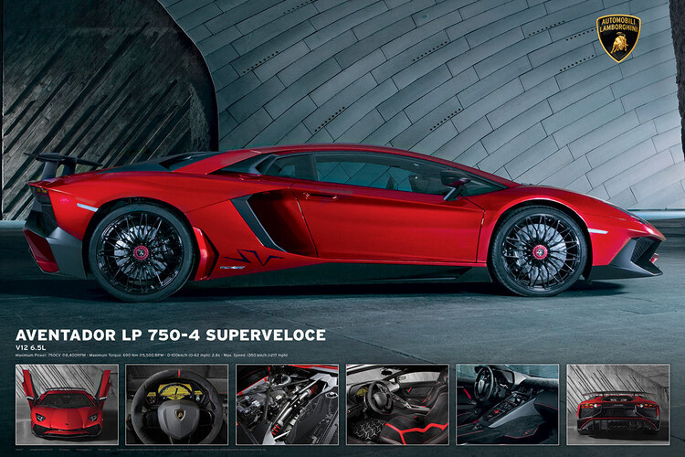 EUROGRAPHICS Plakát, Obraz - Lamborghini Aventador 750-4 SV, 91.5 × 61 cm