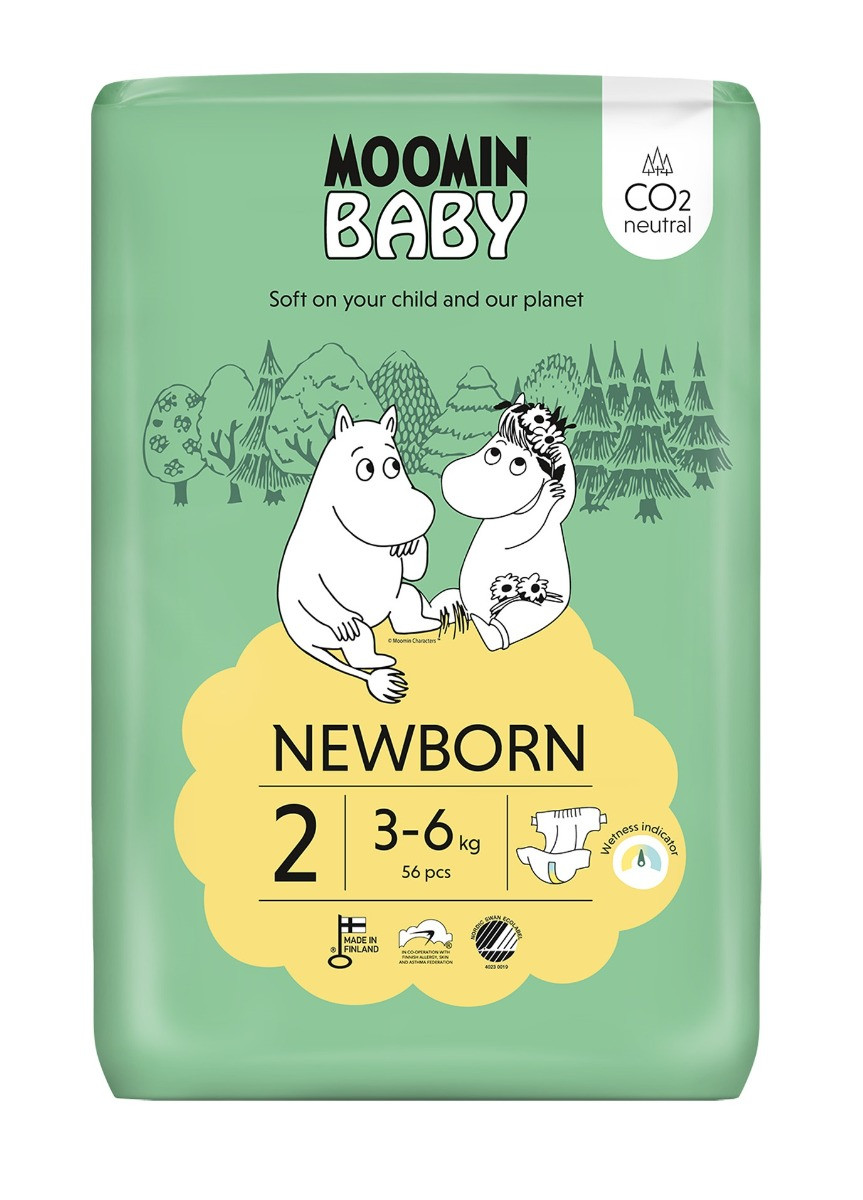 MOOMIN BABY 2 Newborn 3–6 kg, eko pleny 56 ks