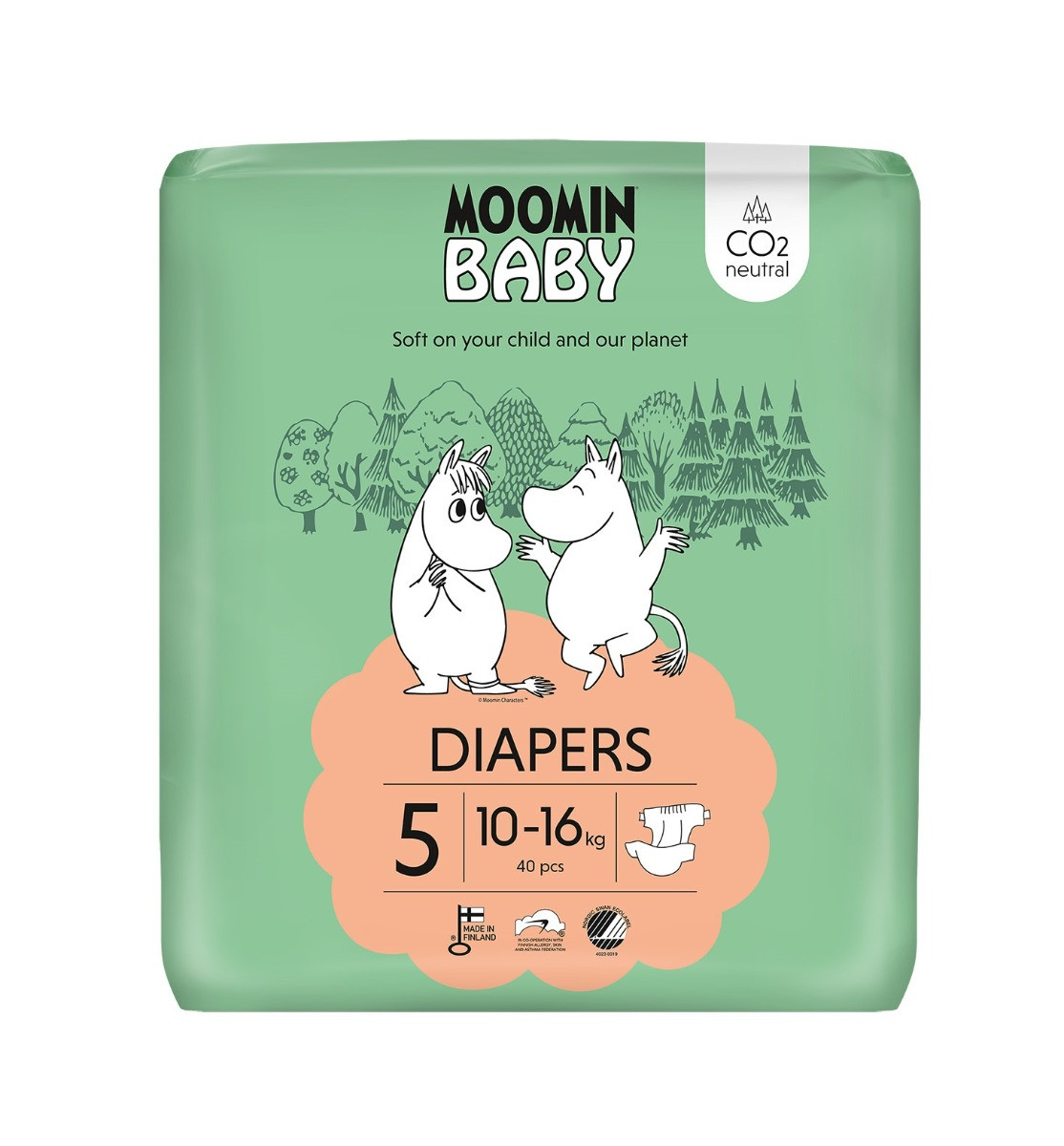 MOOMIN BABY 5 Maxi 10–16 kg, eko pleny 40 ks