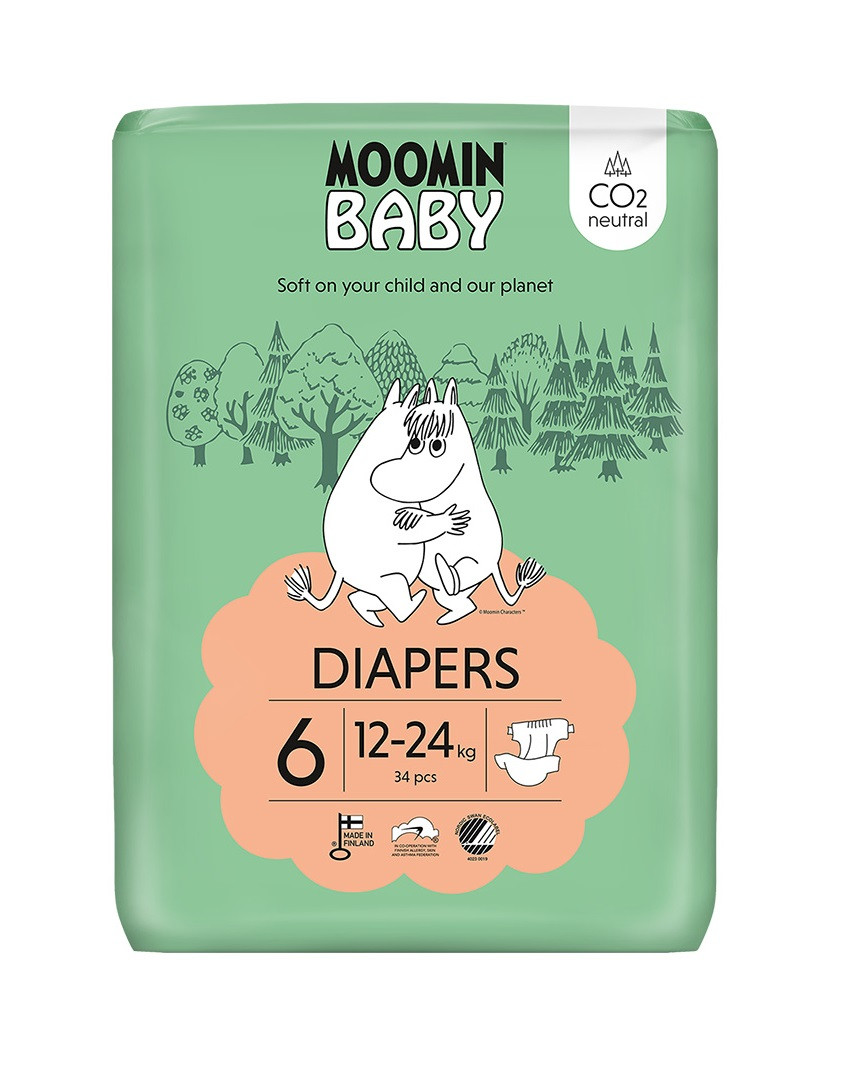 MOOMIN BABY 6 Maxi 12–24 kg, eko pleny 34 ks
