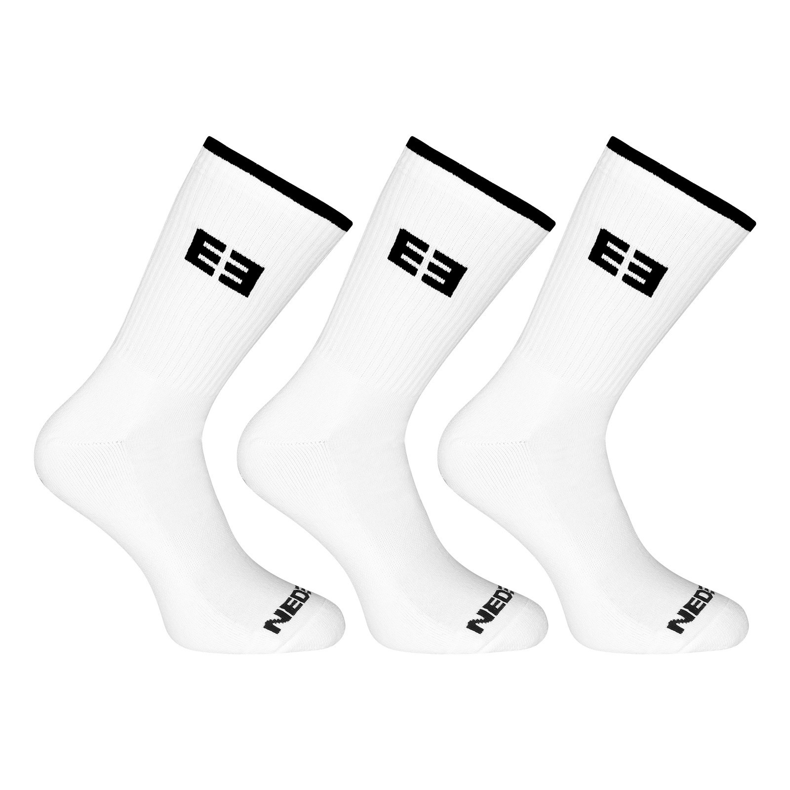 3PACK ponožky Nedeto sportovní vysoké bílé (3NOB3) XL