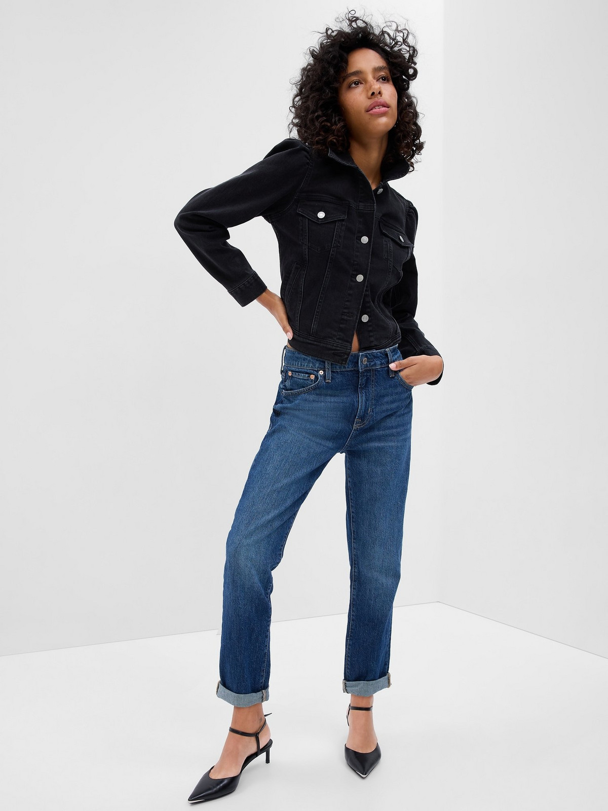GAP Džíny mid rise universal slim boyfriend jeans - Dámské