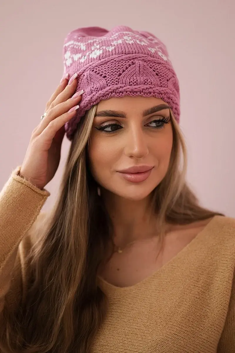 marka niezdefiniowana Dámská čepice Kira K374 tmavě růžová+bílá