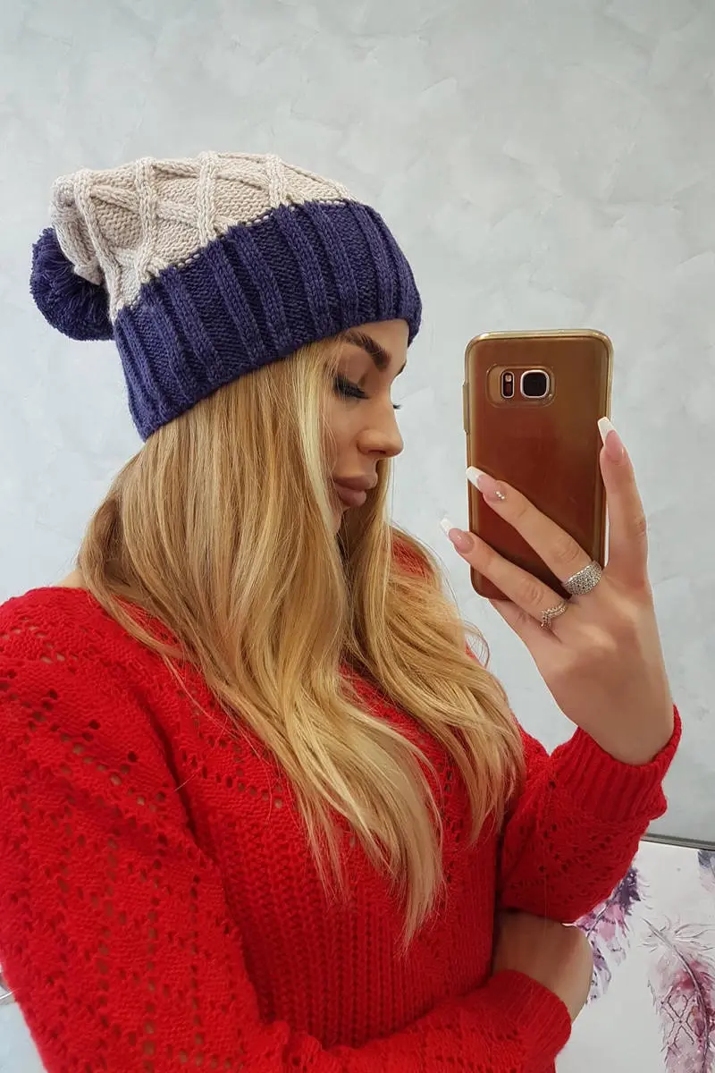 Kesi Milano fleecová čepice K203 ecru melange+light beige