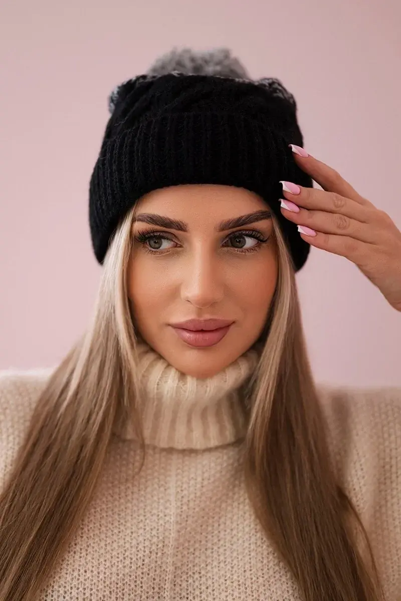 marka niezdefiniowana Fleecová čepice Ilona K218 černá+šedá