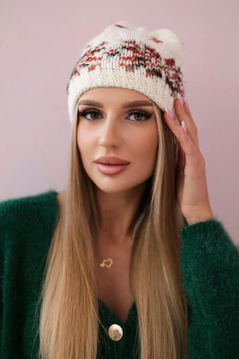 Kesi Dámská čepice Florence K350 ecru+red