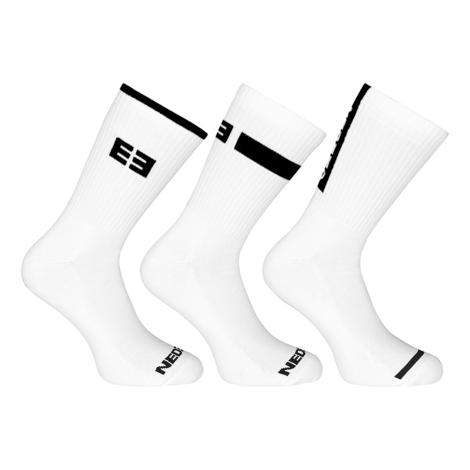 3PACK ponožky Nedeto sportovní vysoké bílé (3NOB4) XL