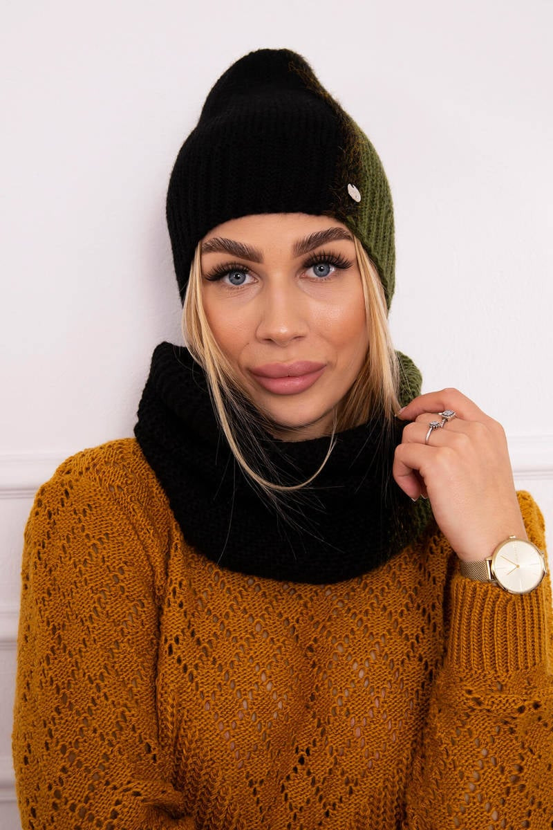 Tříbarevný dámský set P103 černá+khaki