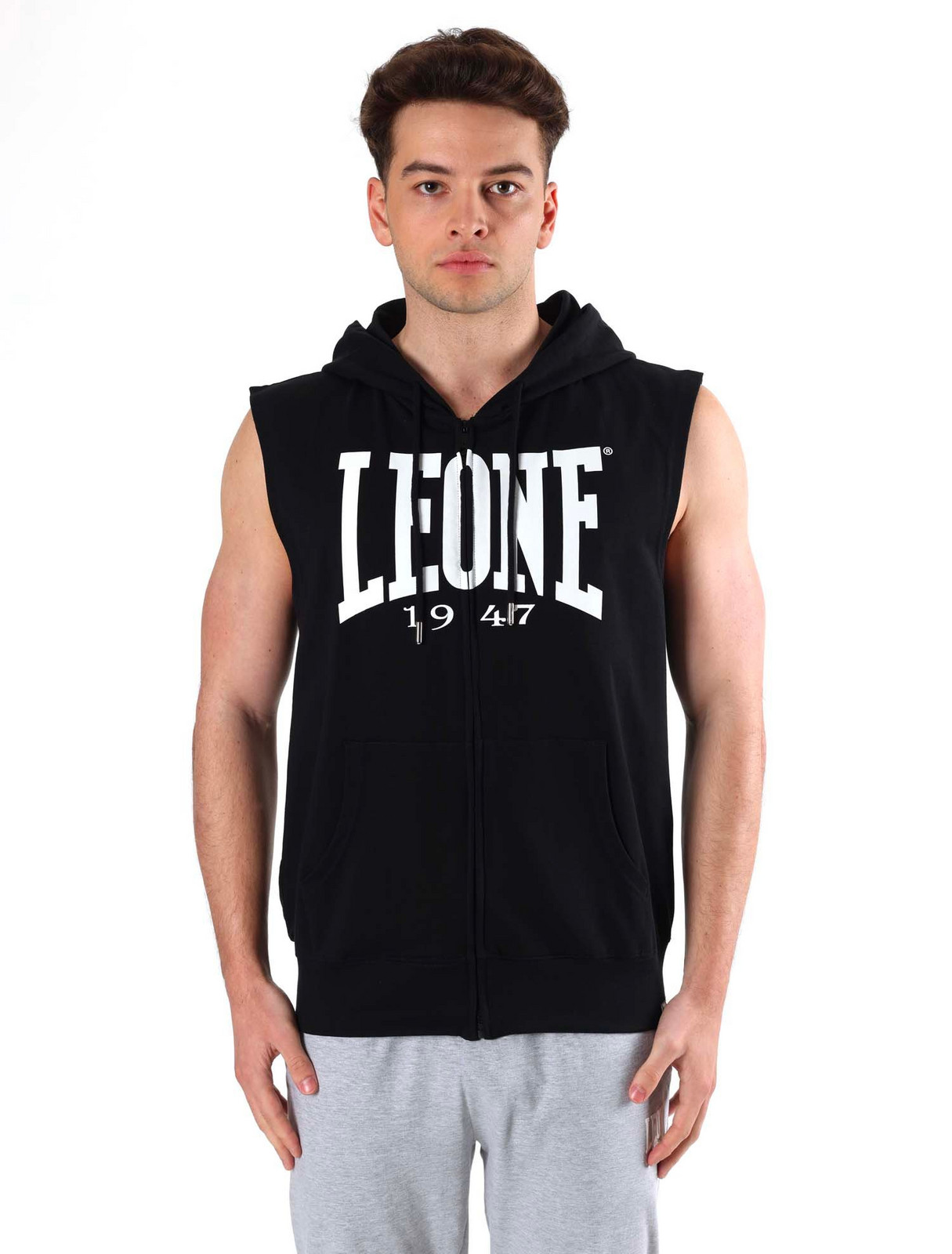 Leone Men's sleeveless hoodie with zipper