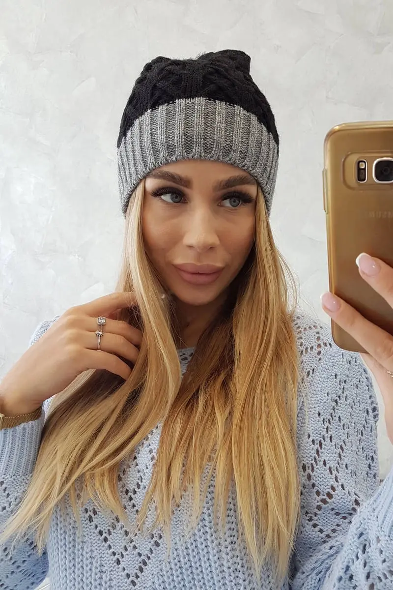 marka niezdefiniowana Fleecová čepice Bibiana K264 tmavě šedá+černá