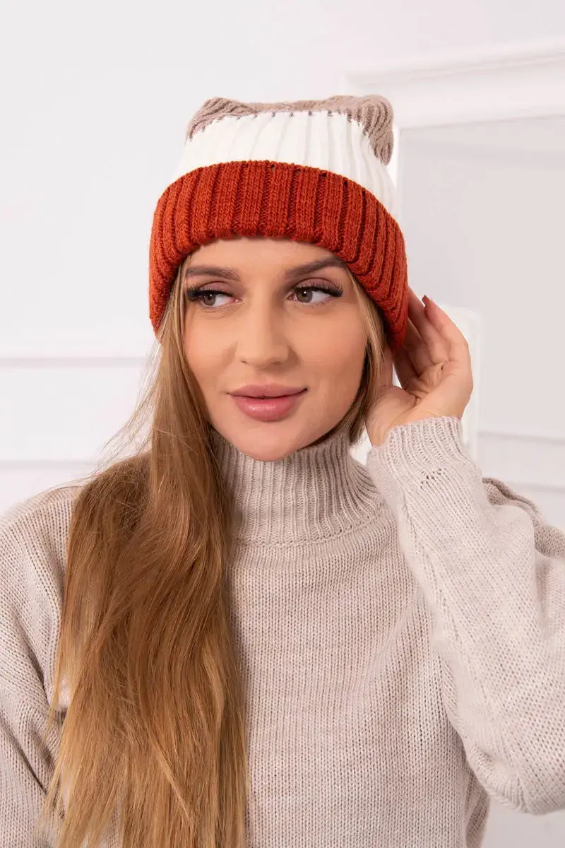 Kesi Fleecová čepice Bojana K265 červená+ecru+beige