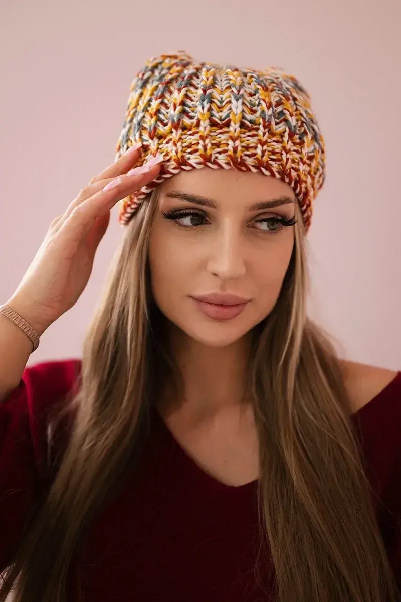 Kesi Dámská čepice s bambulí Maria K335 hořčicová