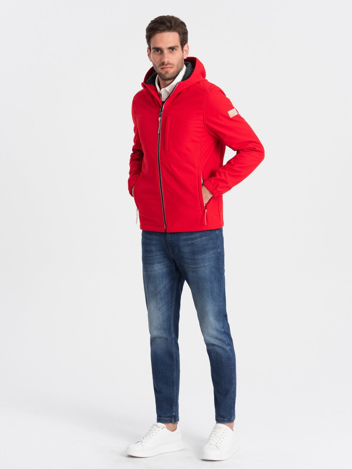 Ombre Men's jacket with fleece center SOFTSHELL-red