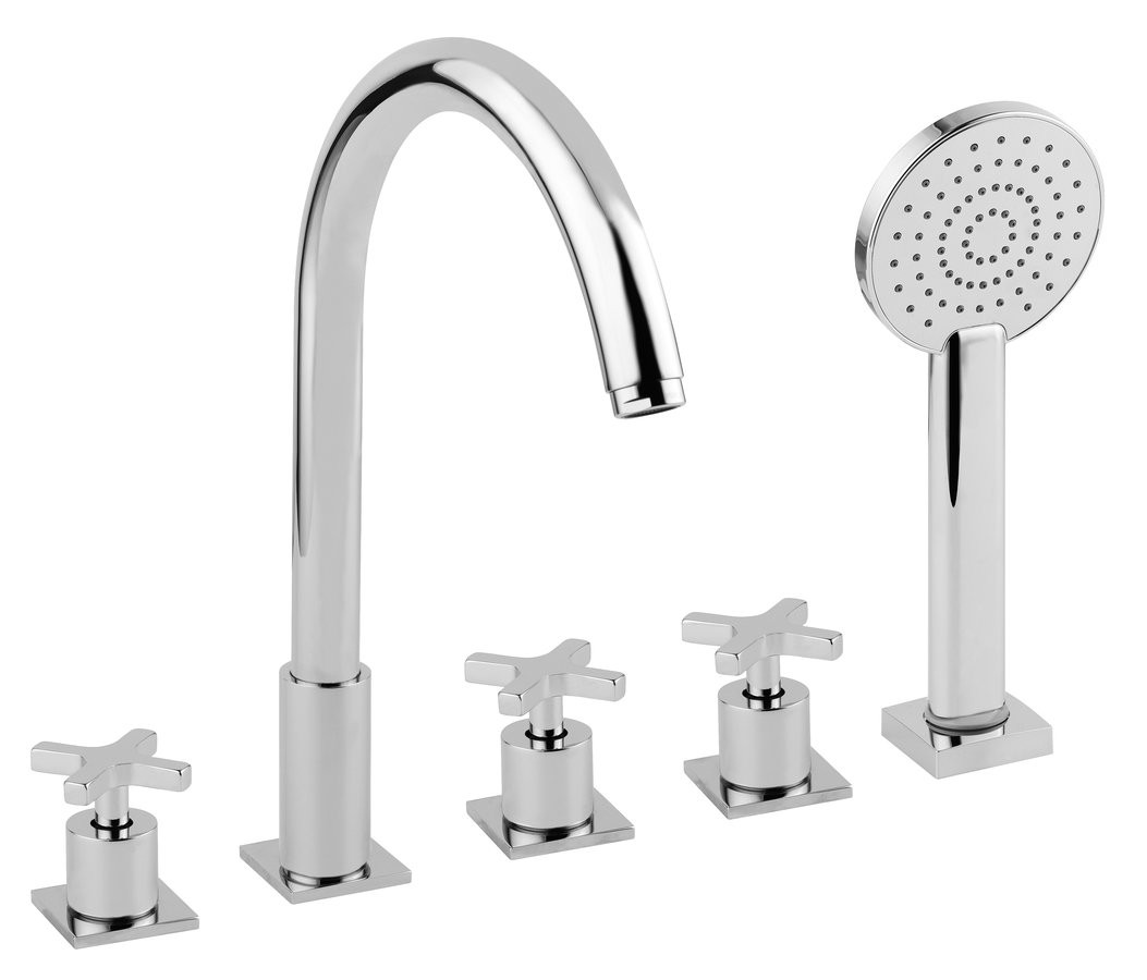 Sapho TRAX pětiprvková baterie na okraj vany, chrom