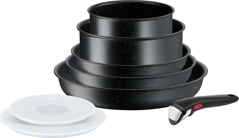 Hliníková sada nádobí 8 ks INGENIO Black stone L3998802 – Tefal