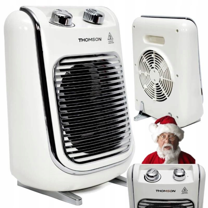 Elektrický ohřívač Thomson 1000W Termostat Přenosný Bílý farelka retro