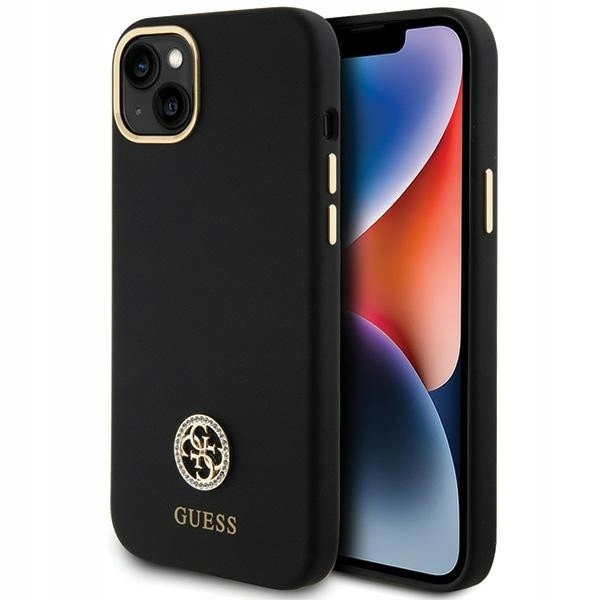 Pouzdro Pro Iphone 15 Plus 14 Plus Guess Silicone Logo Strass 4G Black Case