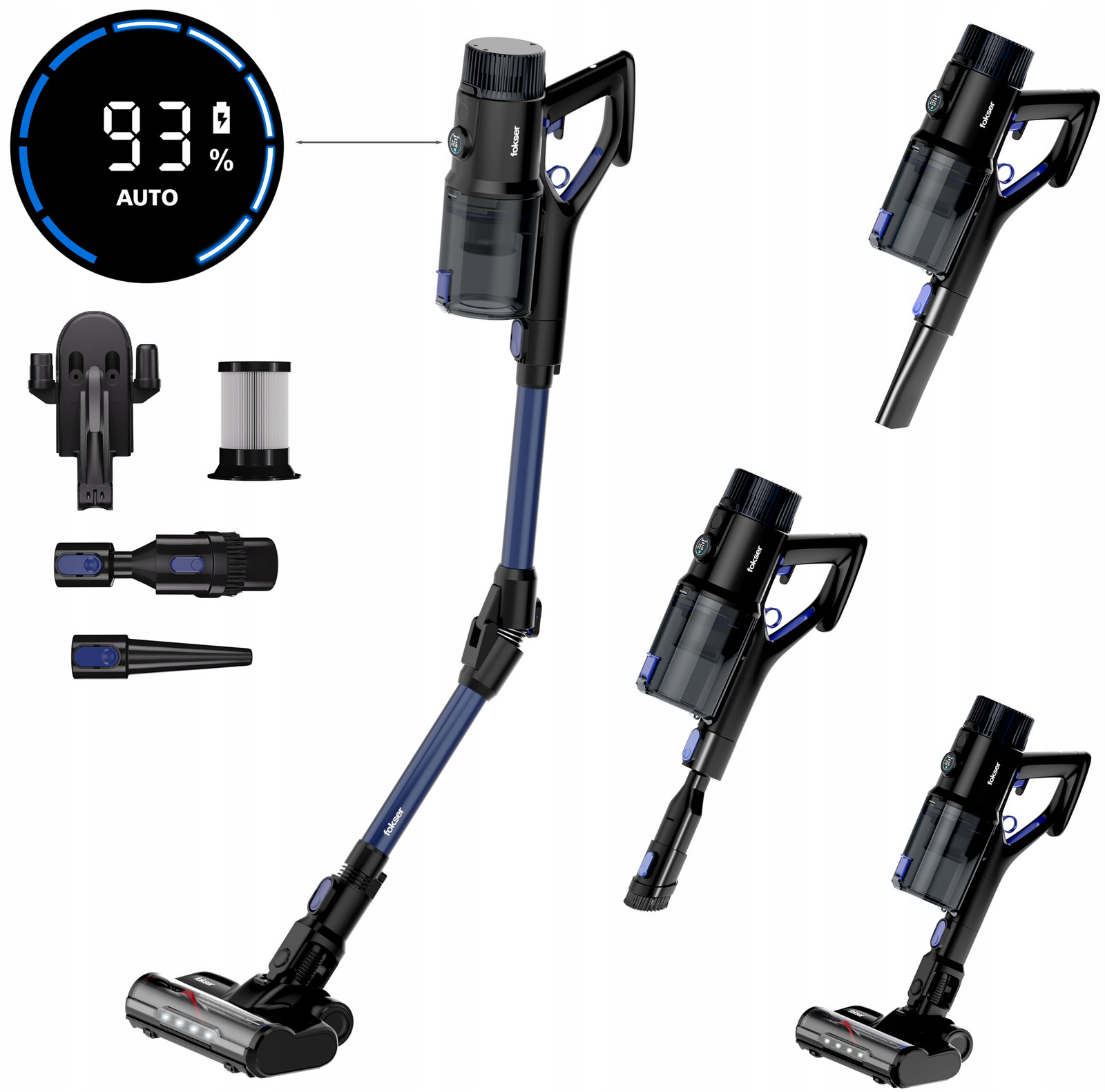 Bezdrátový Tyčový Vysavač Foksier V11s 5v1 Led Flex Tube