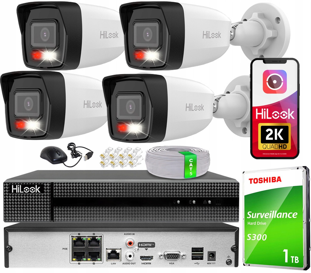 Ip monitorovací sada 4 Kamery IPCAM-B4-30DL 4MPx Hybrid Light Venkovní