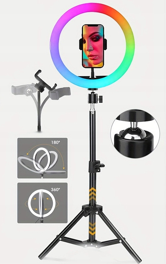 Svítilna Prstencová Led Ring Rgb Se Stativem Pro Fotografie Selfie Videí Make-up