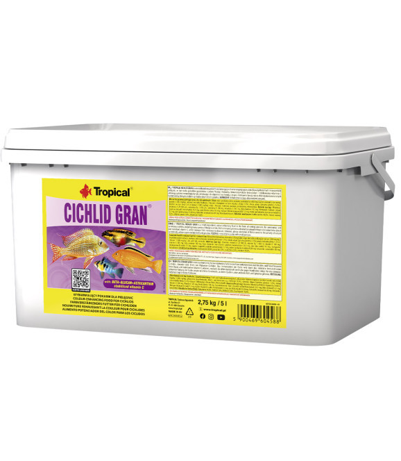 Tropical Cichlid Gran – Krmivo pro cichlidy vybarvující 5 l 2,75 kg
