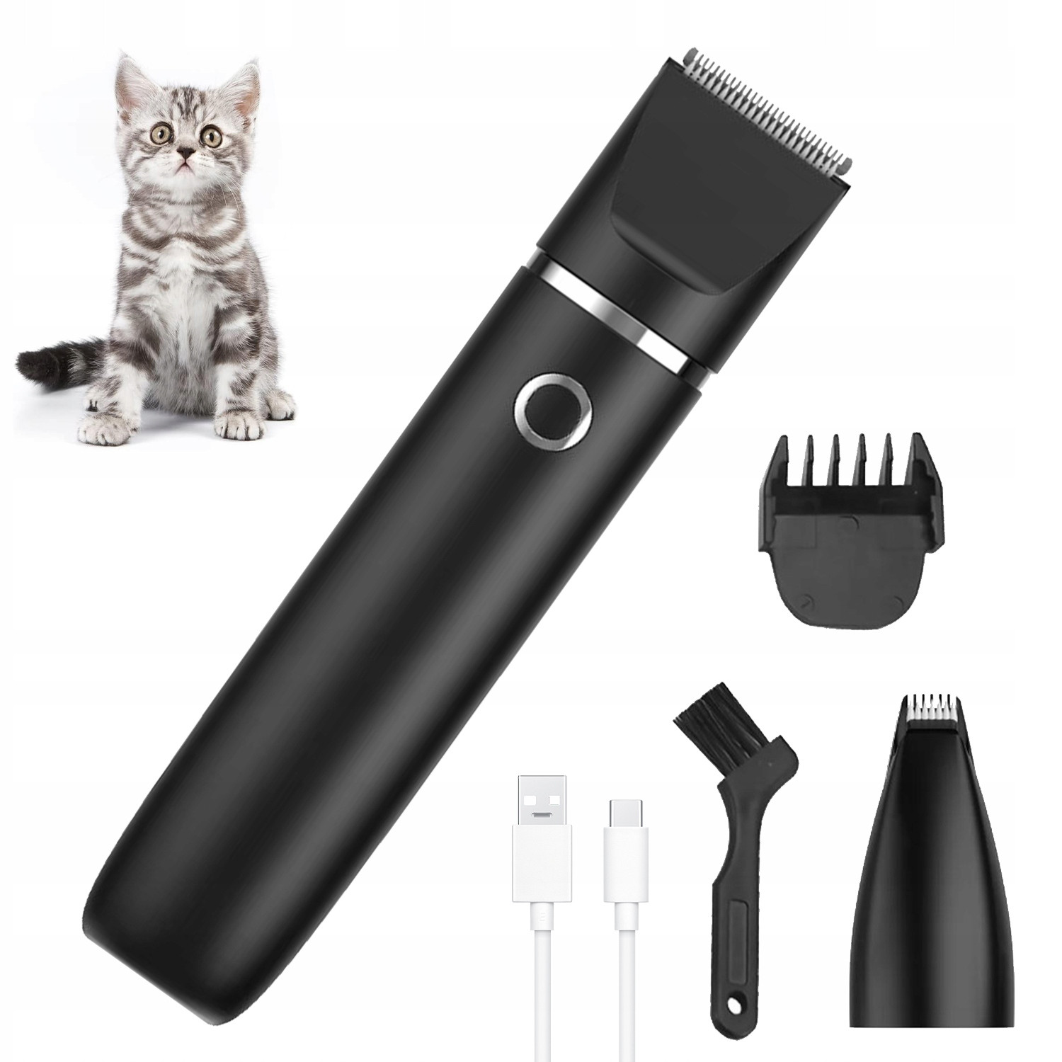 Sada Stříhací Strojek Na Psy Psa Kočky Zvířat Dosáté Tlapky Černá
