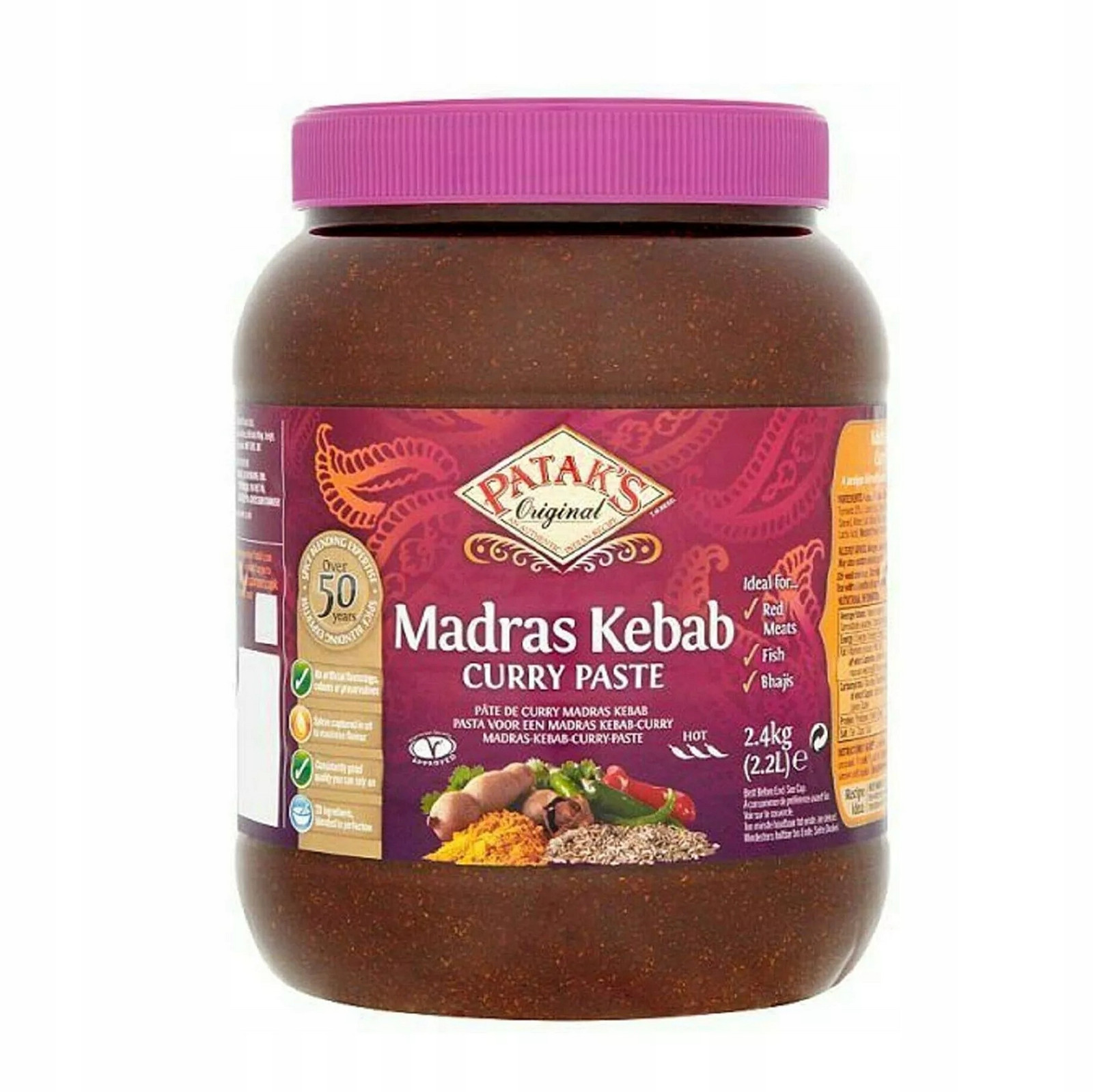Indická pasta Madras Kebab Paste Pataks 2,4kg