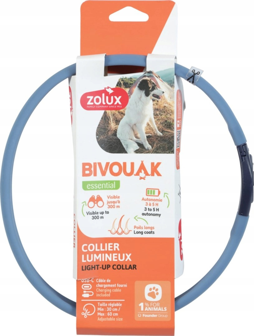Zolux Led obojek silikon Bivouak modrý
