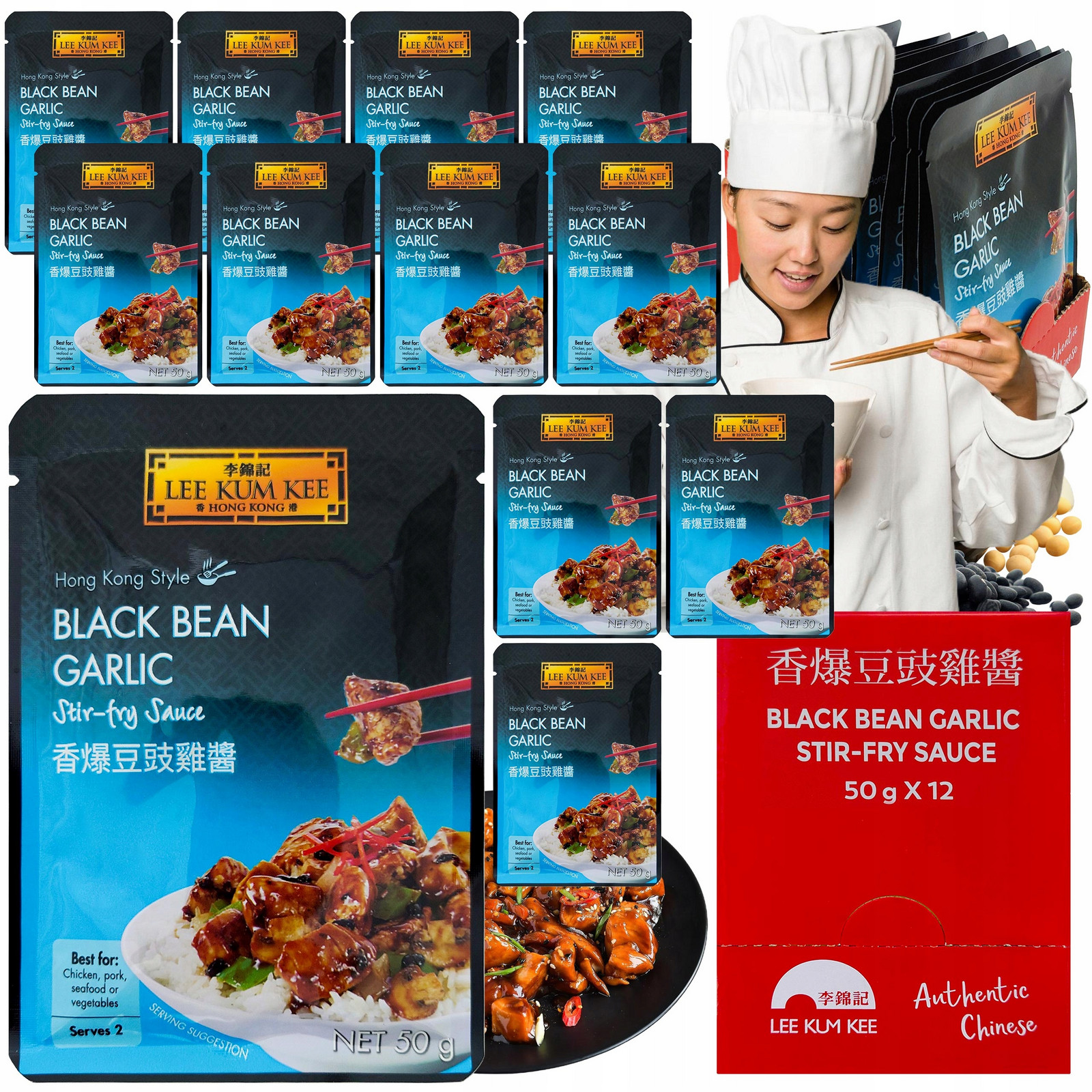 Omáčka z černých fazolí a česneku Stir Fry Lee Kum Kee 12x50g