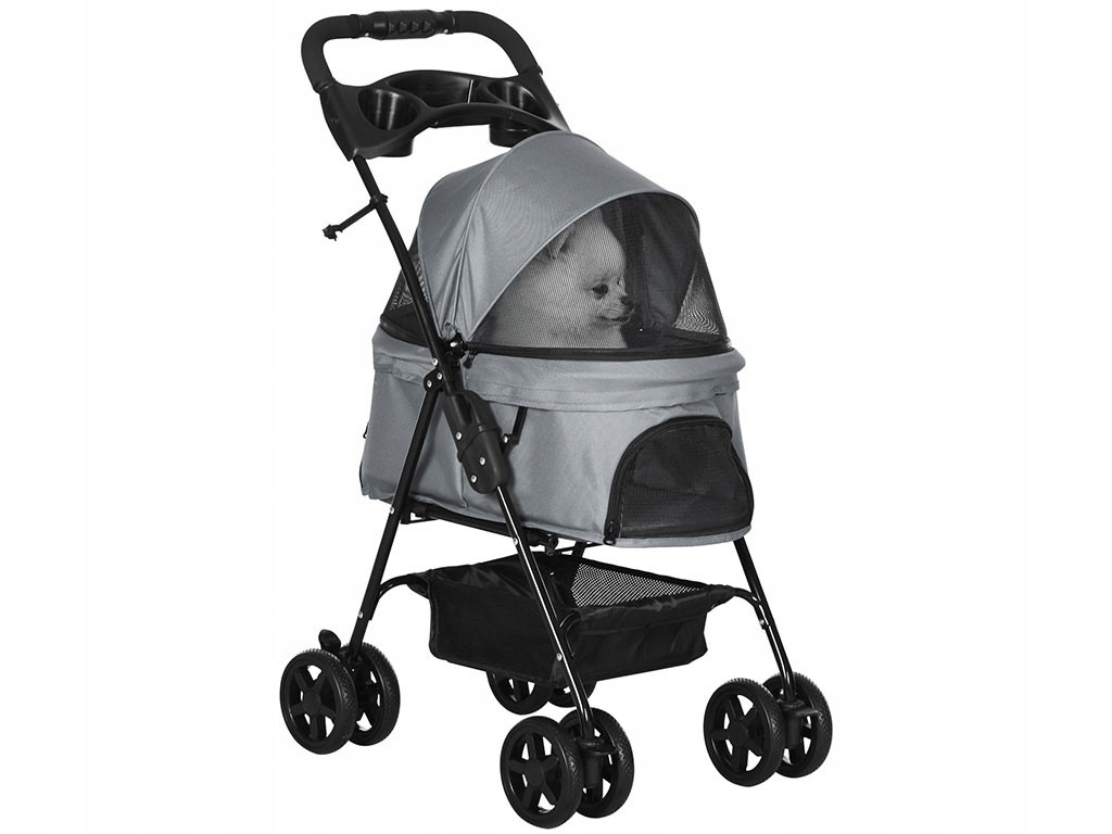 Kočárek pro psy Pawhut D00-127GY, šedý
