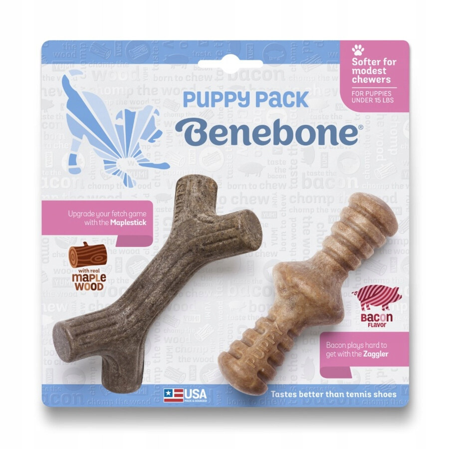 Benebone Puppy 2-balení Maplestick/Zaggler Bacon žvýkačka pro psy