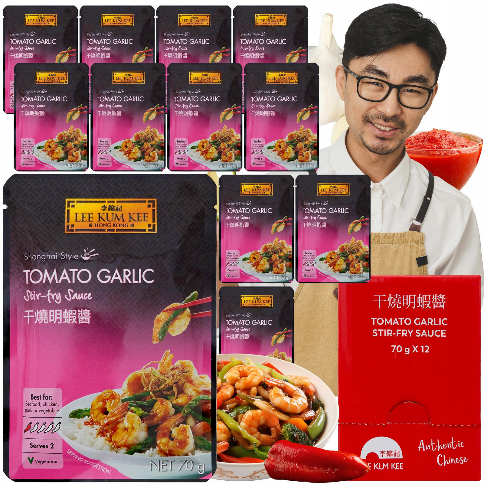 Omáčka rajčatově česneková Tomato garlic Stir Fry Lee Kum Kee 12x70g